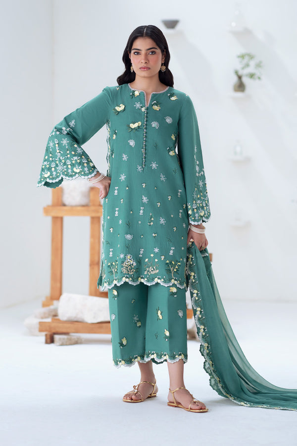 Maryum N Maria | Noore Winters 25 | 3 Piece Embroidered Khaddar TABANA - FSU5676 - Official Maryum N Maria stockist in UK - Sakeena London
