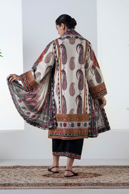 Maryum N Maria | Noore Winters 25 | 3 Piece Embroidered Khaddar ZOHAL - FSU5678 - Official Maryum N Maria stockist in UK - Sakeena London