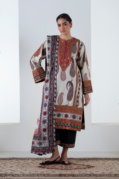 Maryum N Maria | Noore Winters 25 | 3 Piece Embroidered Khaddar ZOHAL - FSU5678 - Official Maryum N Maria stockist in UK - Sakeena London