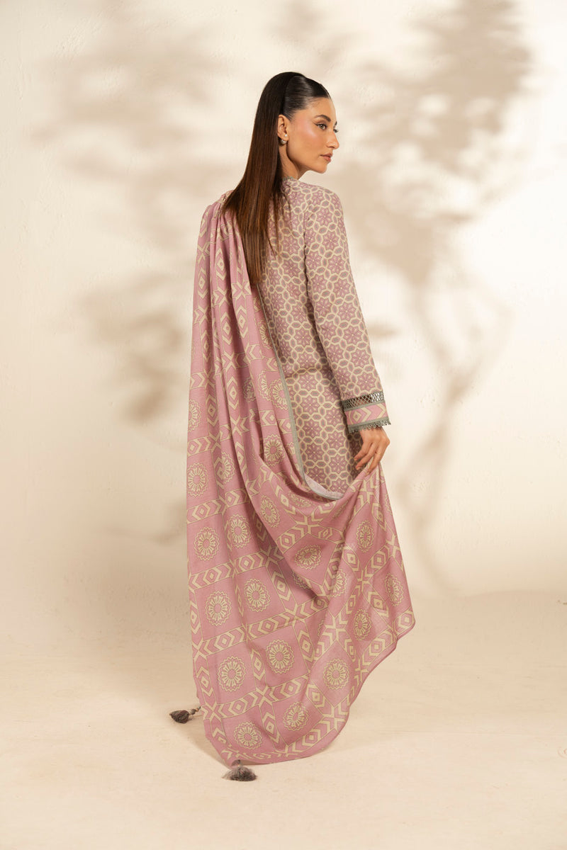 Al Karam | Winter 25 | FW-106.1-25-1-Pink/Off White - Official Al Karam stockist in UK - Sakeena London