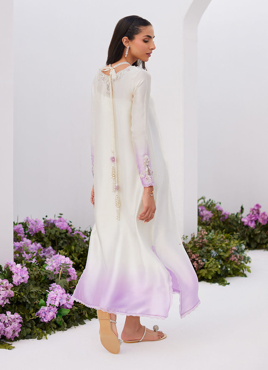 Farah Talib Aziz | Zaza Luxe Pret 24 | LYA IVORY EMBELLISHED RAW SILK SHIRT AND DUPATTA - Official Farah Talib Aziz stockist in UK - Sakeena London