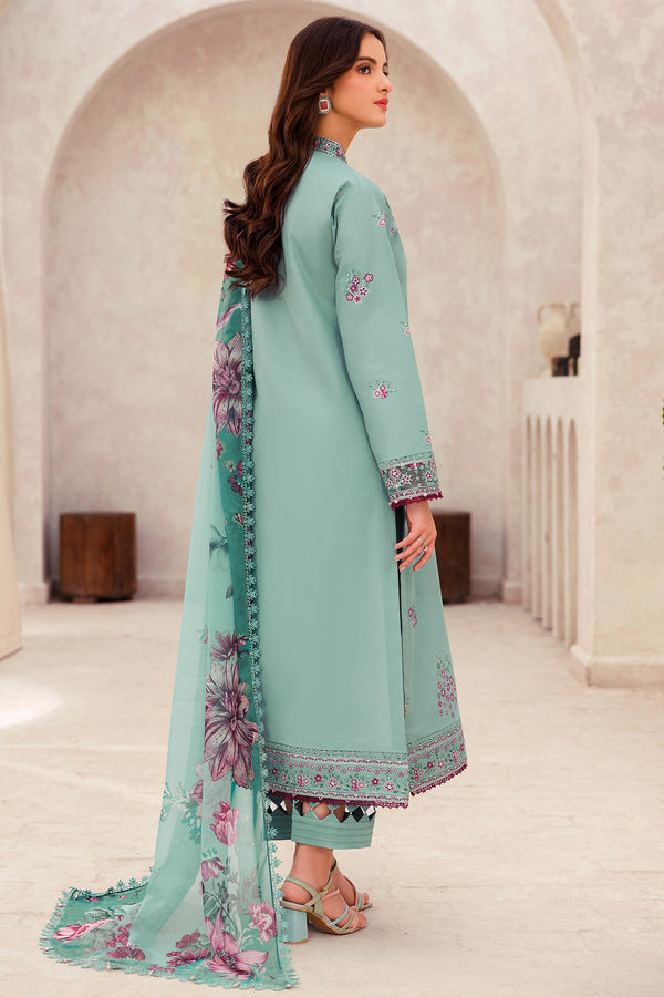 Farasha | Bahaar Embroidered Lawn | Cyan Whisper - Official Farasha stockist in UK - Sakeena London
