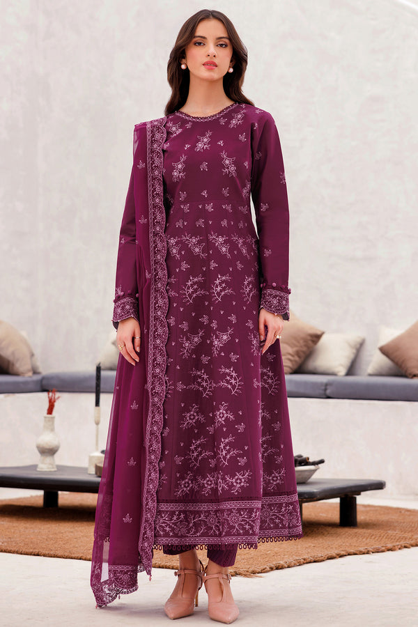 Farasha | Bahaar Embroidered Lawn | Regal Plum - Official Farasha stockist in UK - Sakeena London