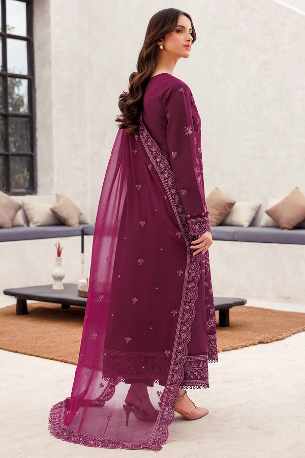 Farasha | Bahaar Embroidered Lawn | Regal Plum - Official Farasha stockist in UK - Sakeena London