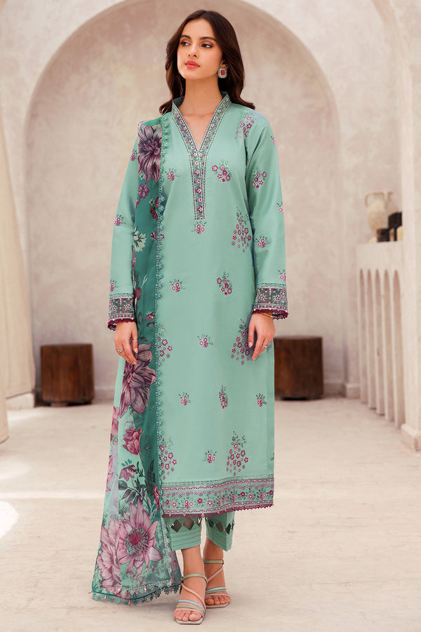 Farasha | Bahaar Embroidered Lawn | Cyan Whisper - Official Farasha stockist in UK - Sakeena London