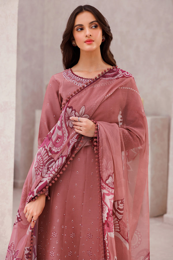 Farasha | Bahaar Embroidered Lawn | Pink Whisper - Official Farasha stockist in UK - Sakeena London