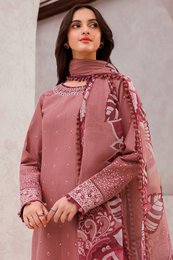 Farasha | Bahaar Embroidered Lawn | Pink Whisper - Official Farasha stockist in UK - Sakeena London
