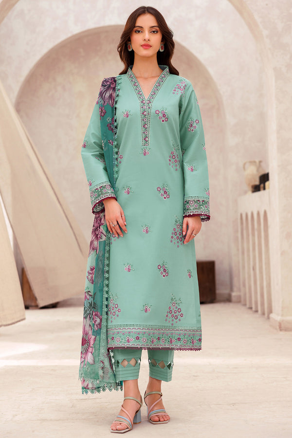 Farasha | Bahaar Embroidered Lawn | Cyan Whisper - Official Farasha stockist in UK - Sakeena London