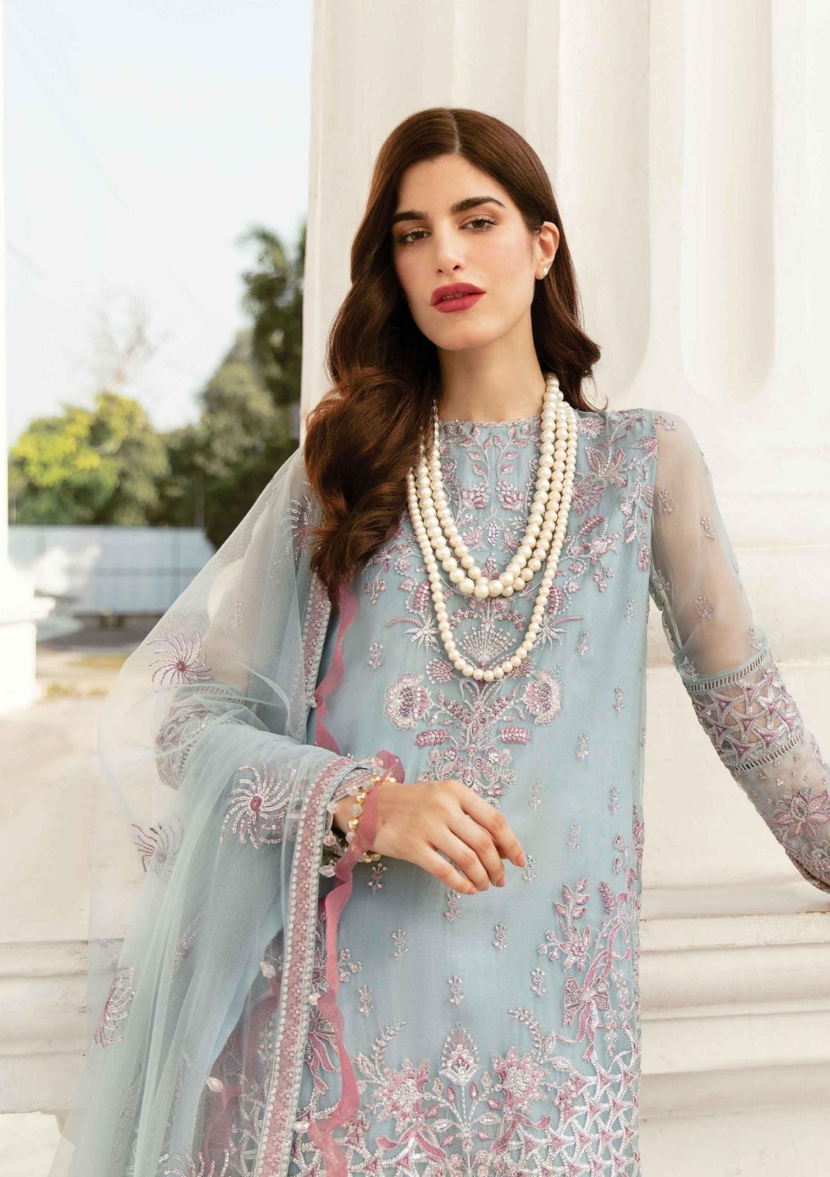 Formal Dress - Afrozeh - La Fuchsia - Serene Sky - D#10