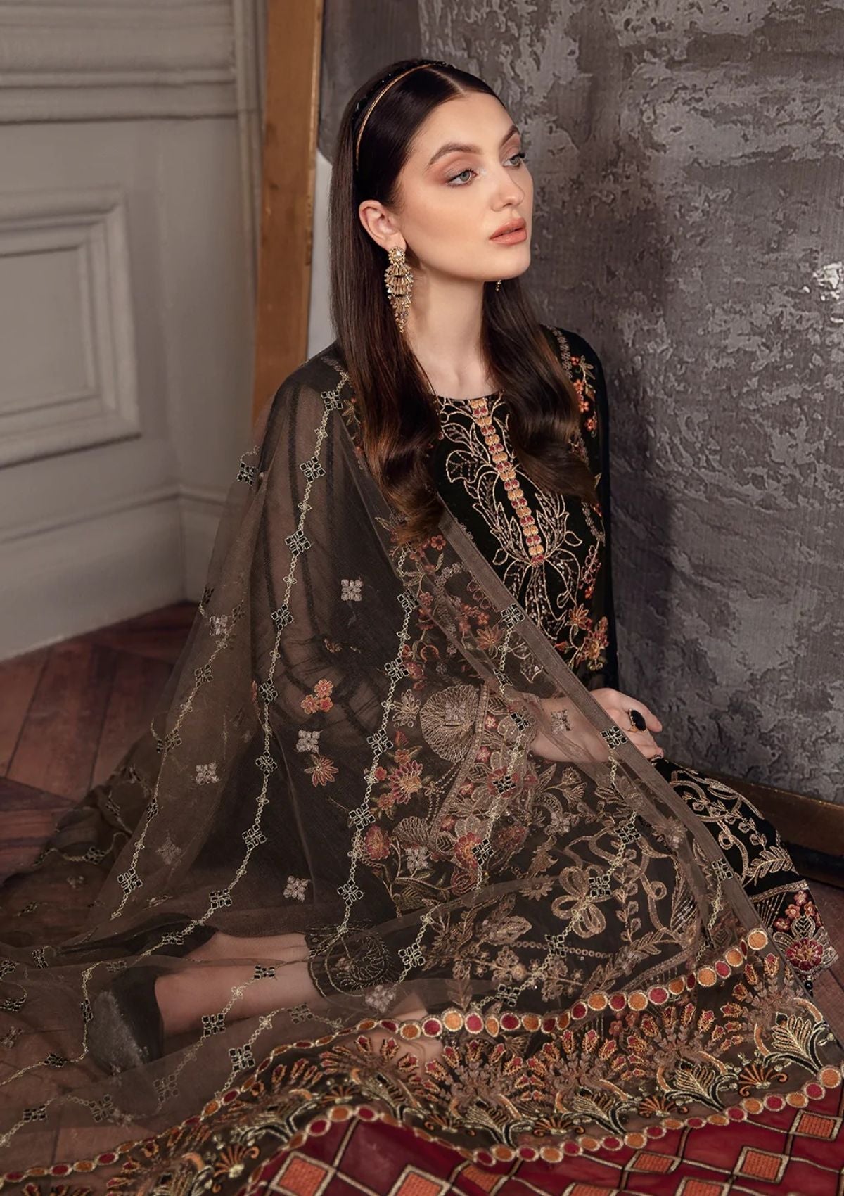 Formal Dress - Ramsha - Chevron - Chiffon - V05 - A#501