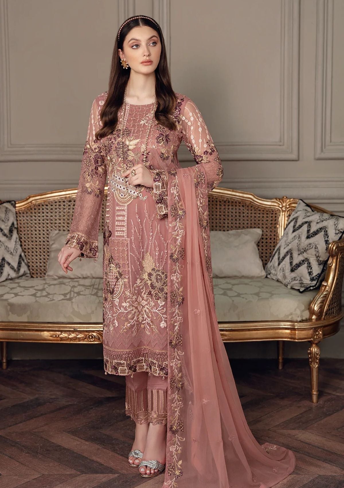 Formal Dress - Ramsha - Chevron - Chiffon - V05 - A#502