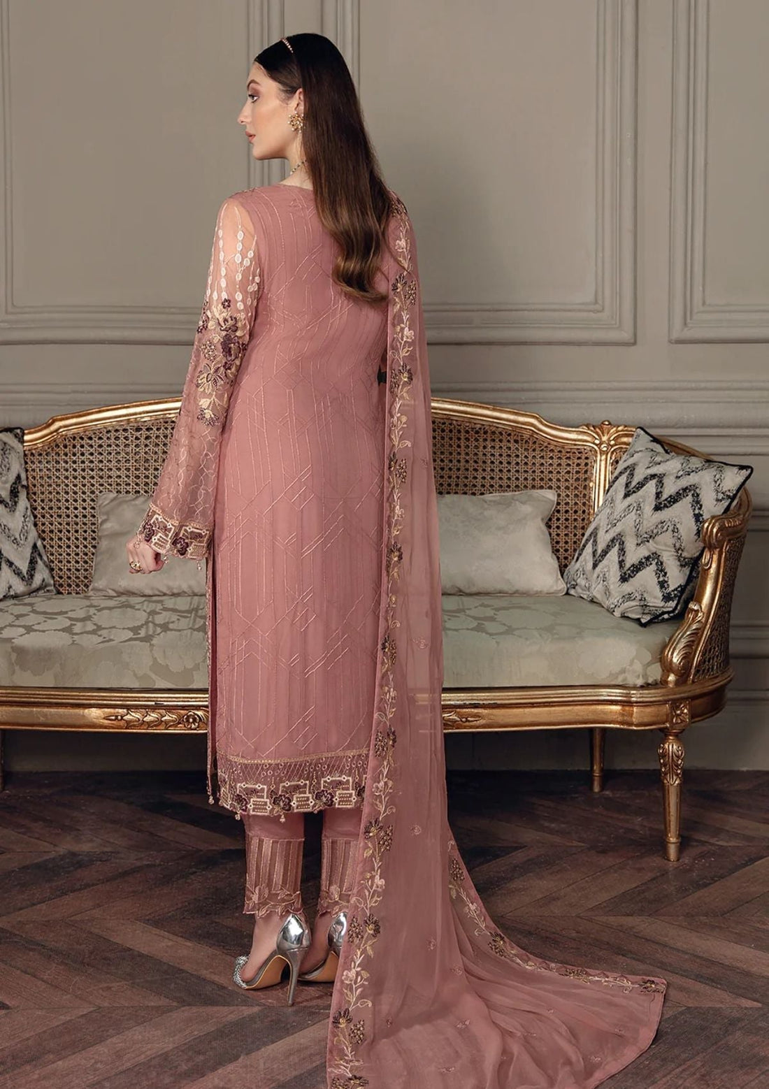 Formal Dress - Ramsha - Chevron - Chiffon - V05 - A#502