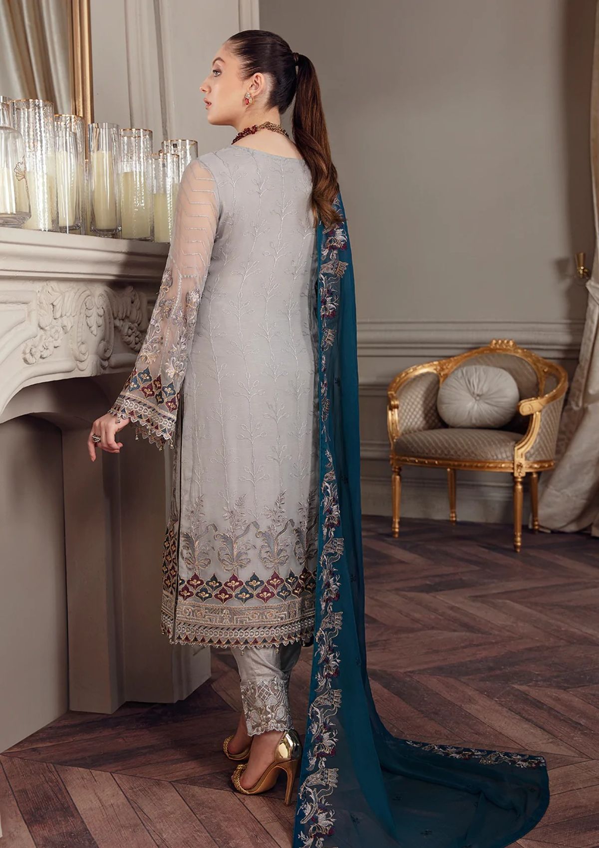 Formal Dress - Ramsha - Chevron - Chiffon - V05 - A#503
