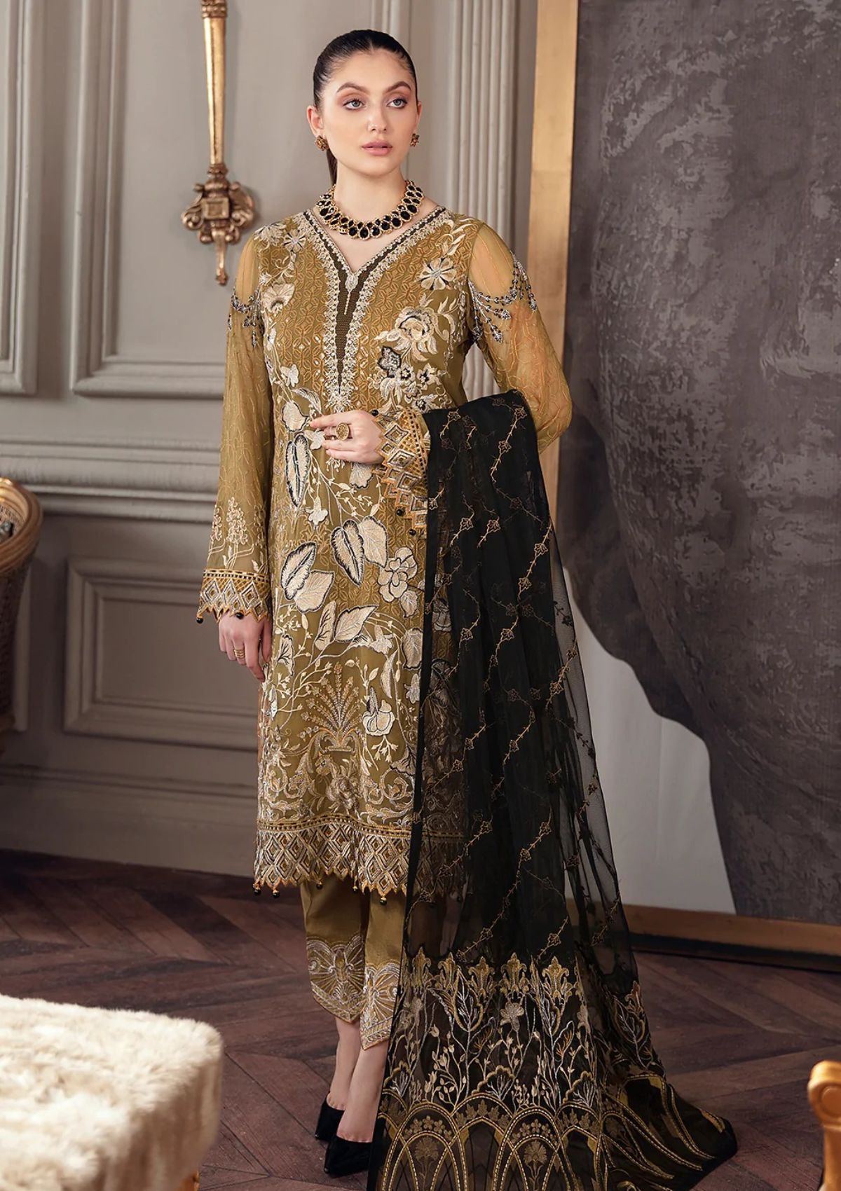 Formal Dress - Ramsha - Chevron - Chiffon - V05 - A#504