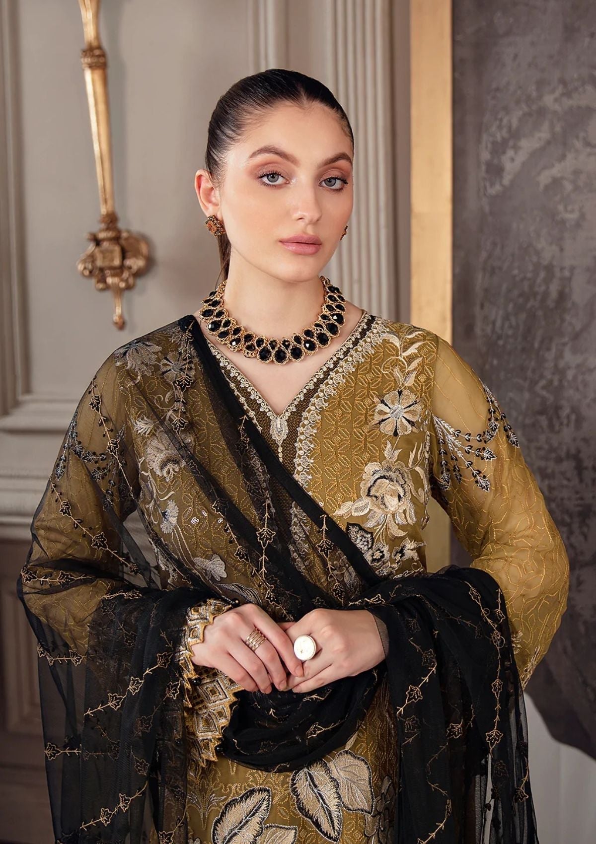 Formal Dress - Ramsha - Chevron - Chiffon - V05 - A#504