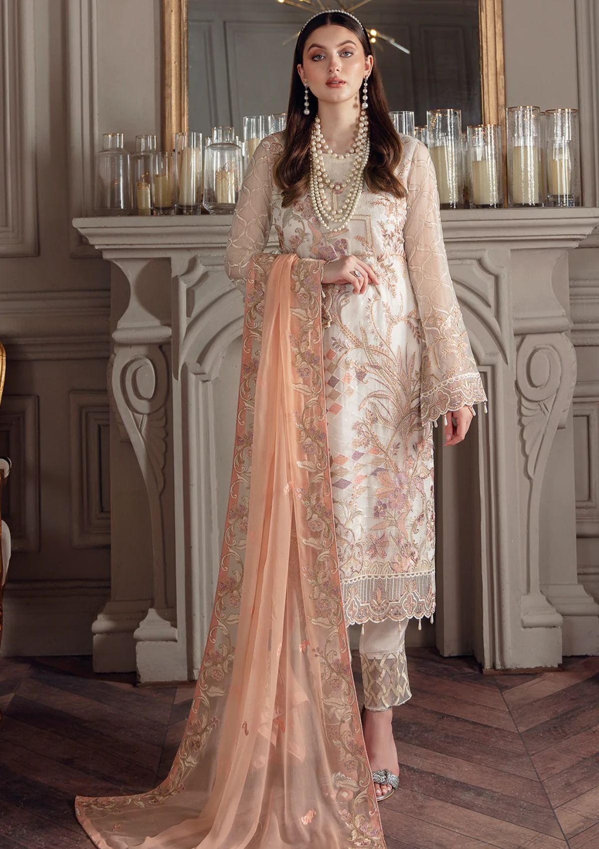 Formal Dress - Ramsha - Chevron - Chiffon - V05 - A#505