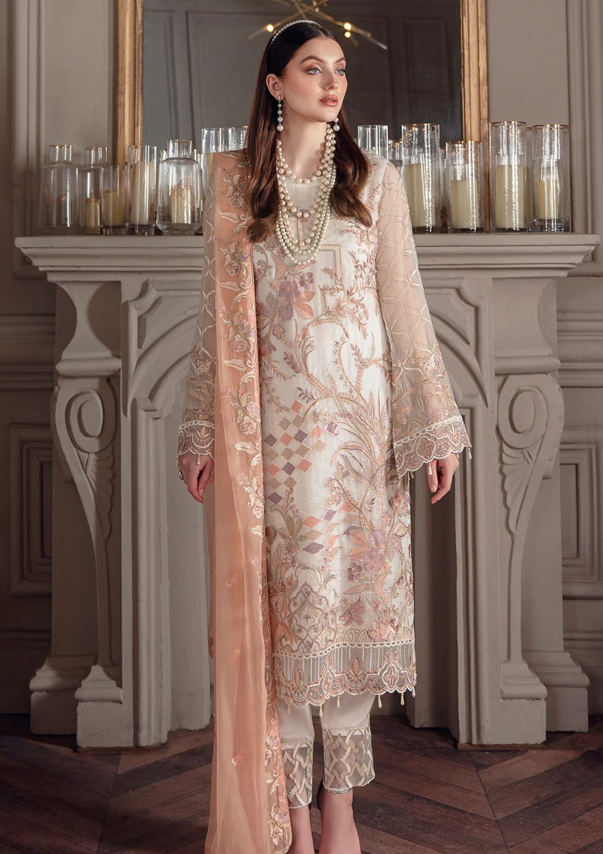 Formal Dress - Ramsha - Chevron - Chiffon - V05 - A#505