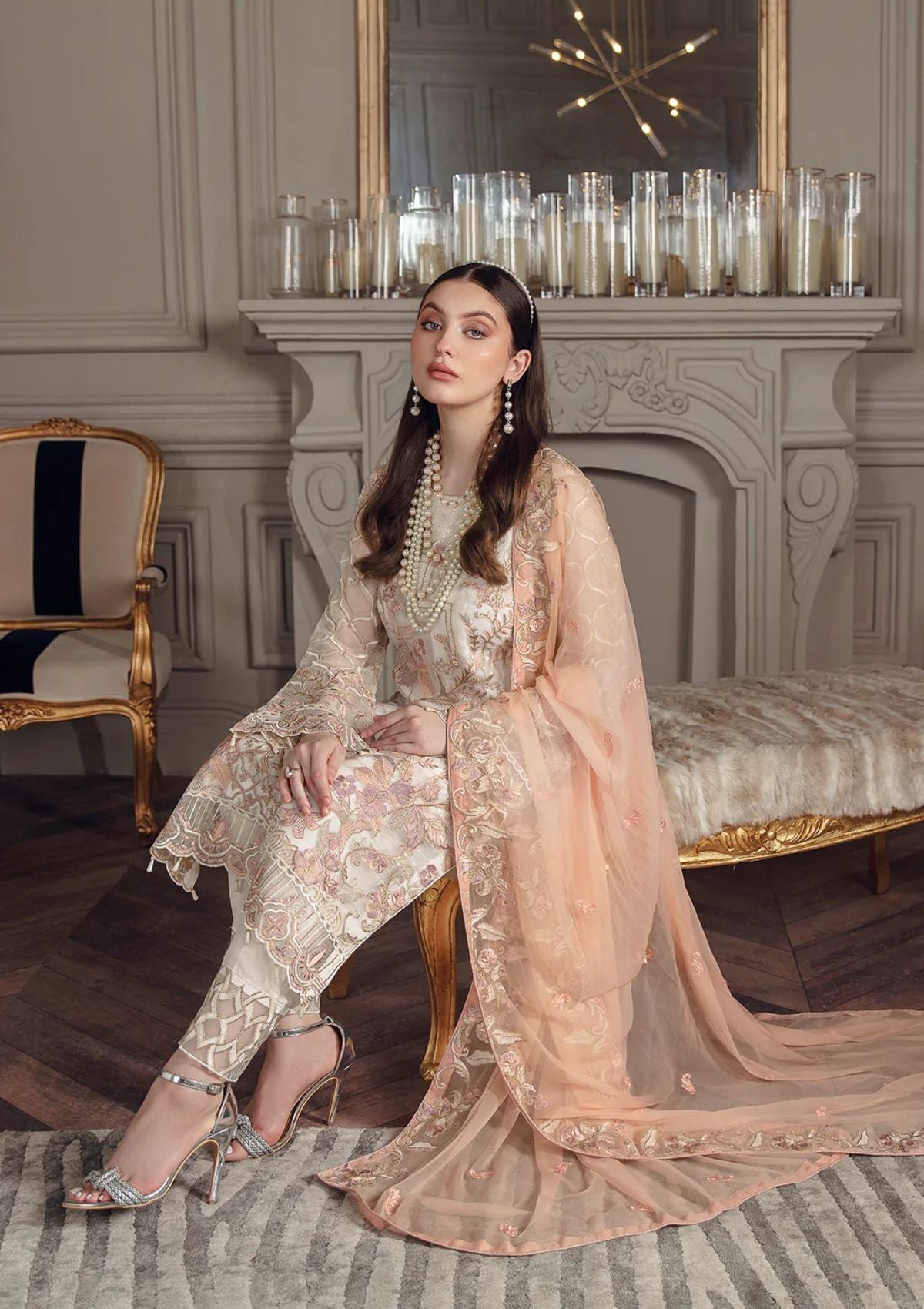 Formal Dress - Ramsha - Chevron - Chiffon - V05 - A#505