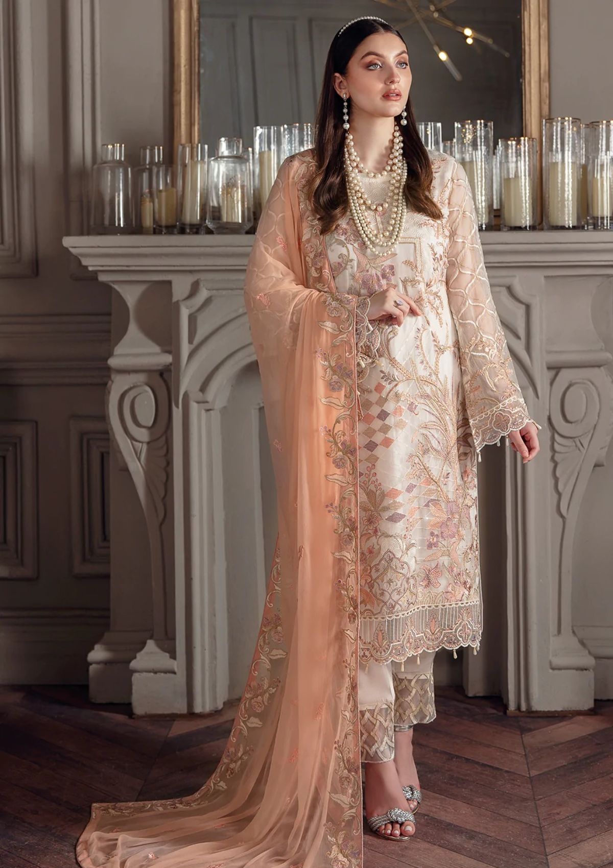 Formal Dress - Ramsha - Chevron - Chiffon - V05 - A#505