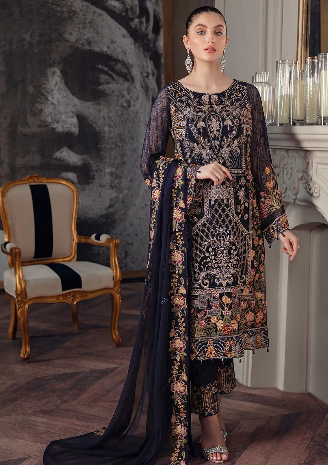 Formal Dress - Ramsha - Chevron - Chiffon - V05 - A#506