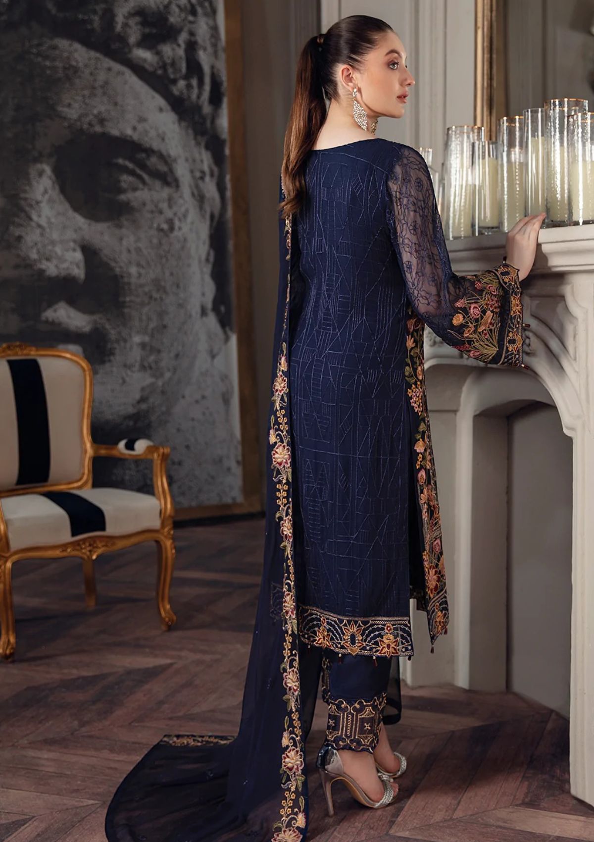 Formal Dress - Ramsha - Chevron - Chiffon - V05 - A#506
