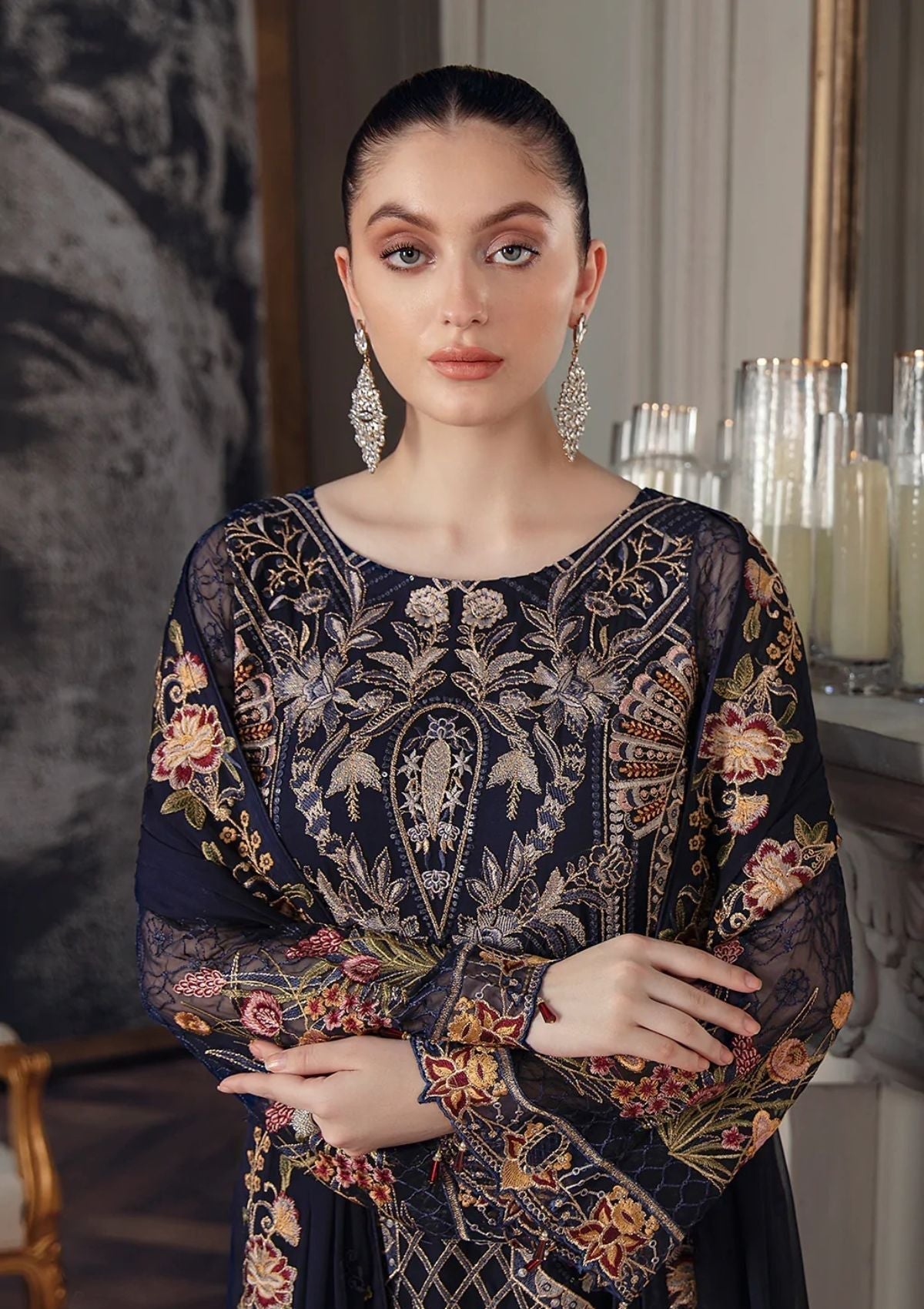 Formal Dress - Ramsha - Chevron - Chiffon - V05 - A#506