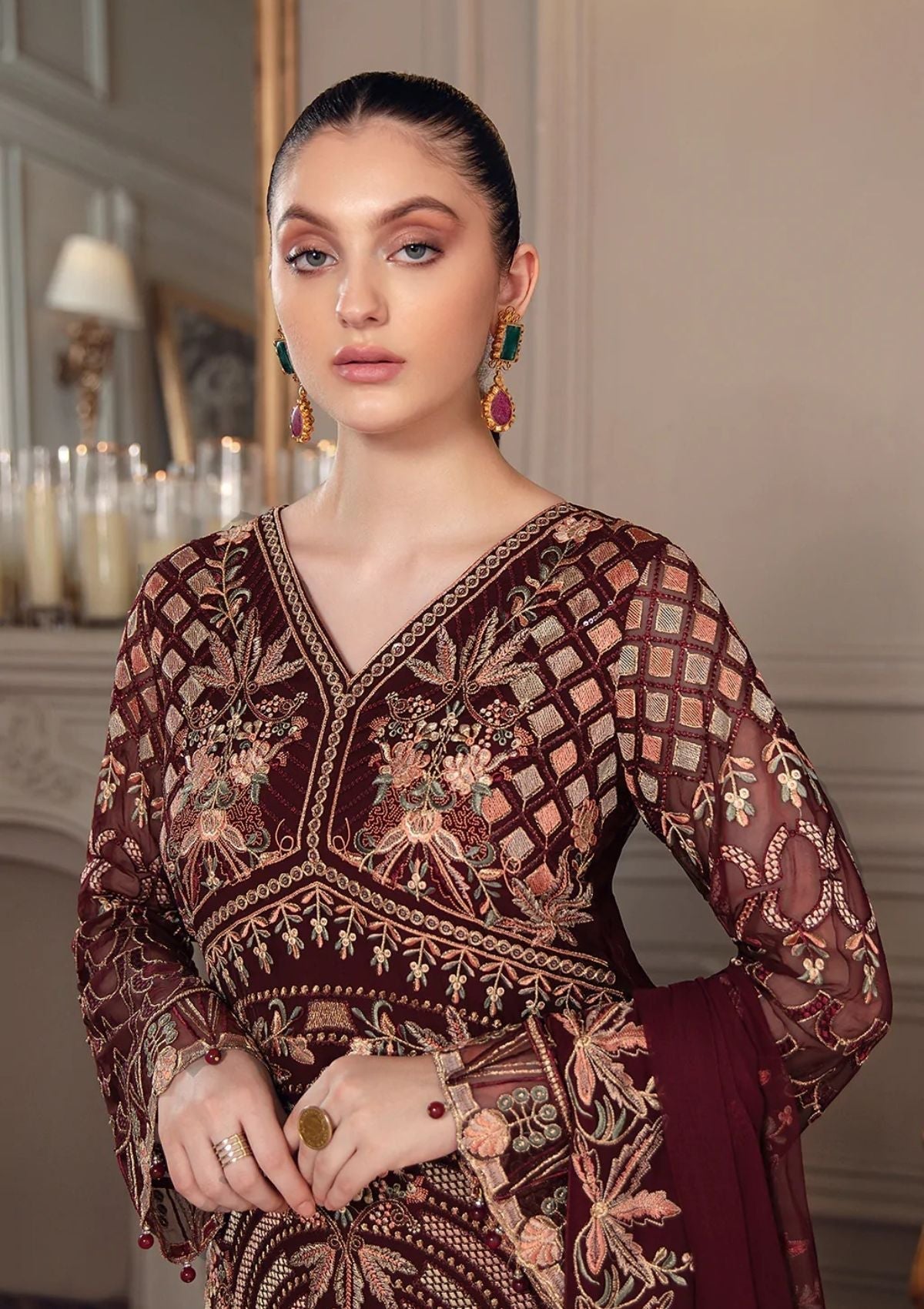 Formal Dress - Ramsha - Chevron - Chiffon - V05 - A#507