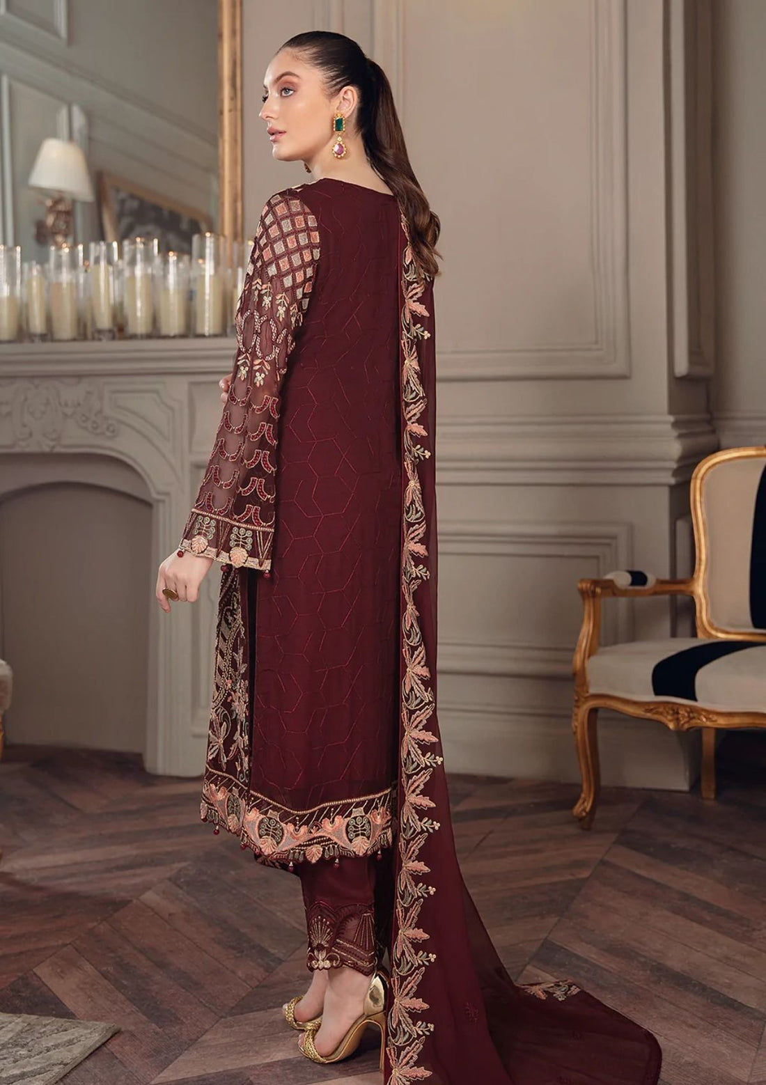 Formal Dress - Ramsha - Chevron - Chiffon - V05 - A#507