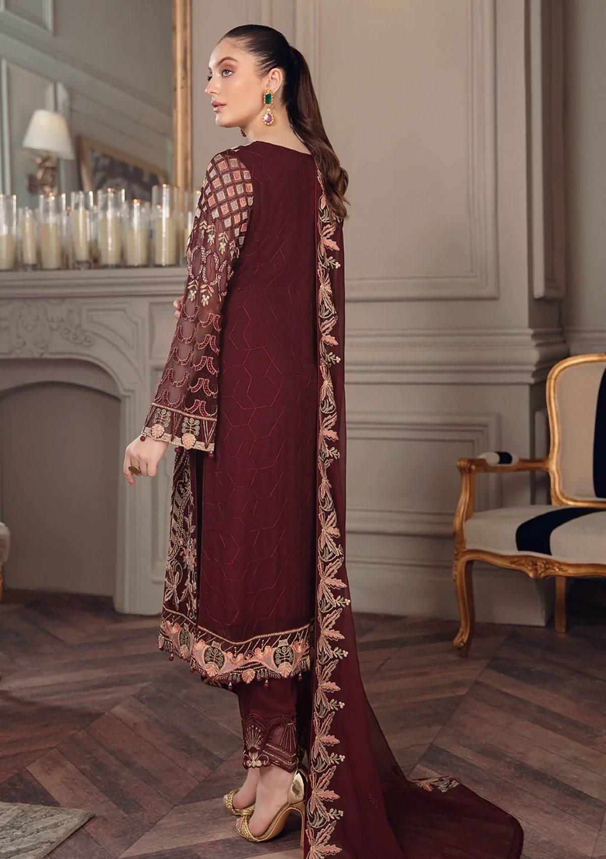 Formal Dress - Ramsha - Chevron - Chiffon - V05 - A#507