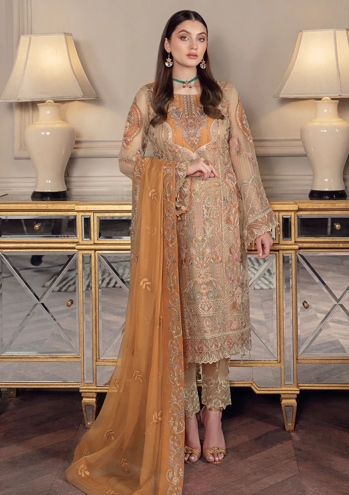 Formal Dress - Ramsha - Chevron - Chiffon - V05 - A#508