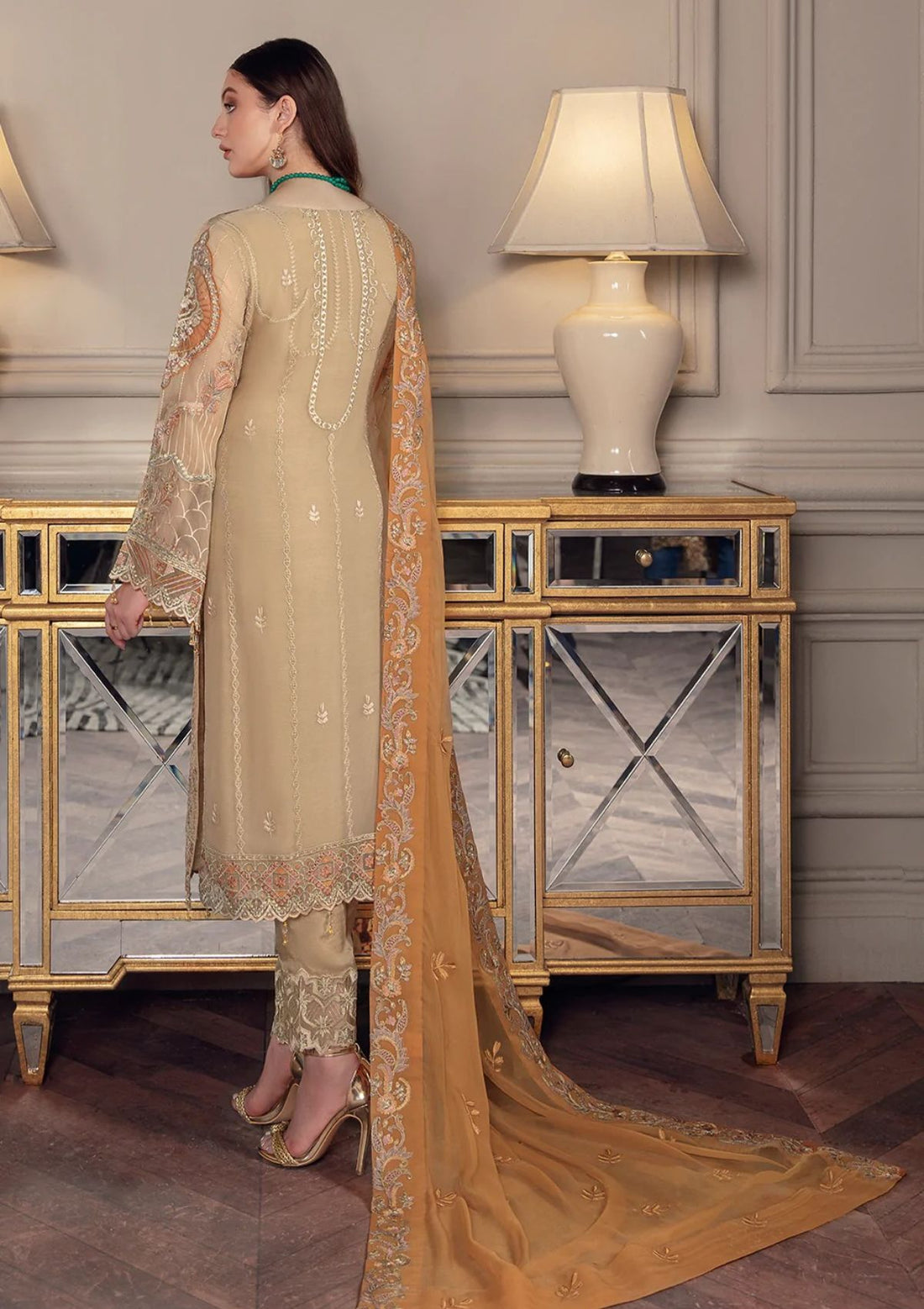 Formal Dress - Ramsha - Chevron - Chiffon - V05 - A#508