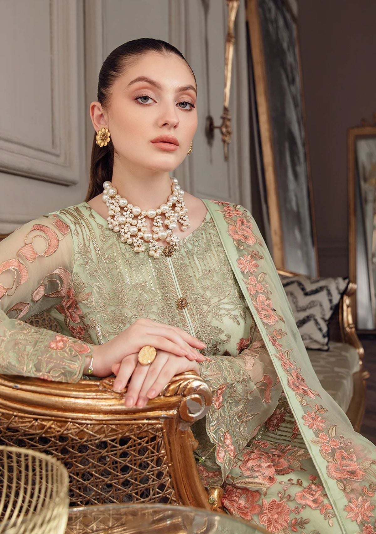 Formal Dress - Ramsha - Chevron - Chiffon - V05 - A#509