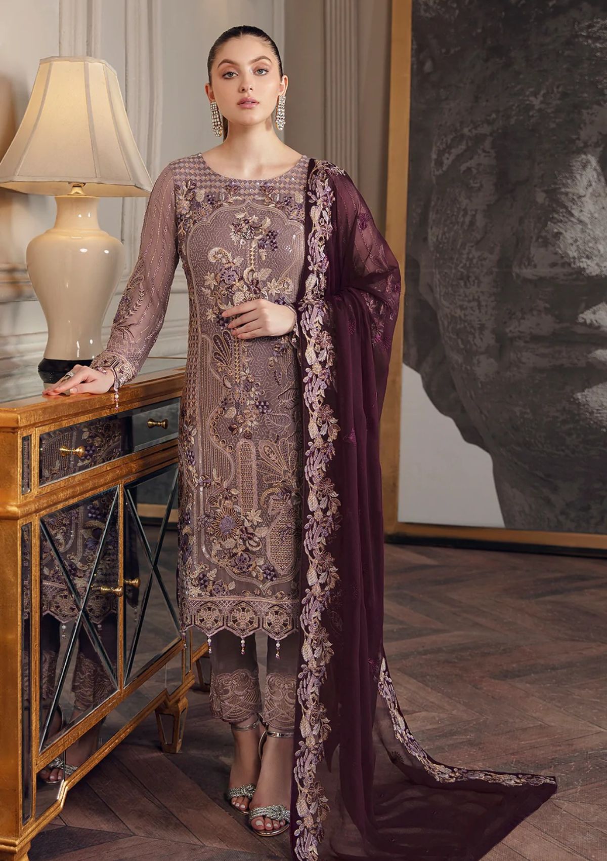 Formal Dress - Ramsha - Chevron - Chiffon - V05 - A#510