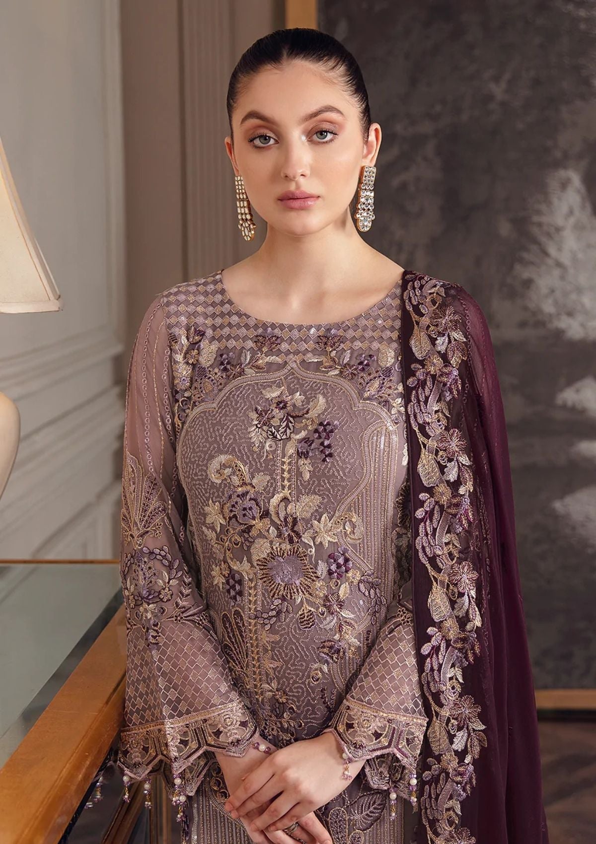 Formal Dress - Ramsha - Chevron - Chiffon - V05 - A#510