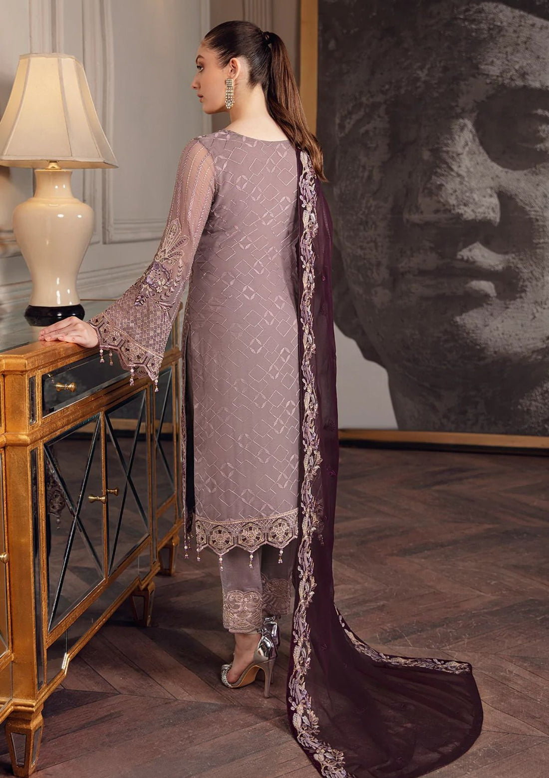 Formal Dress - Ramsha - Chevron - Chiffon - V05 - A#510