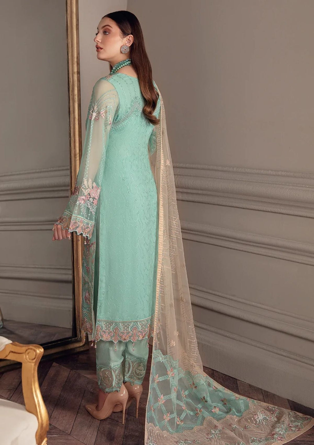 Formal Dress - Ramsha - Chevron - Chiffon - V05 - A#511