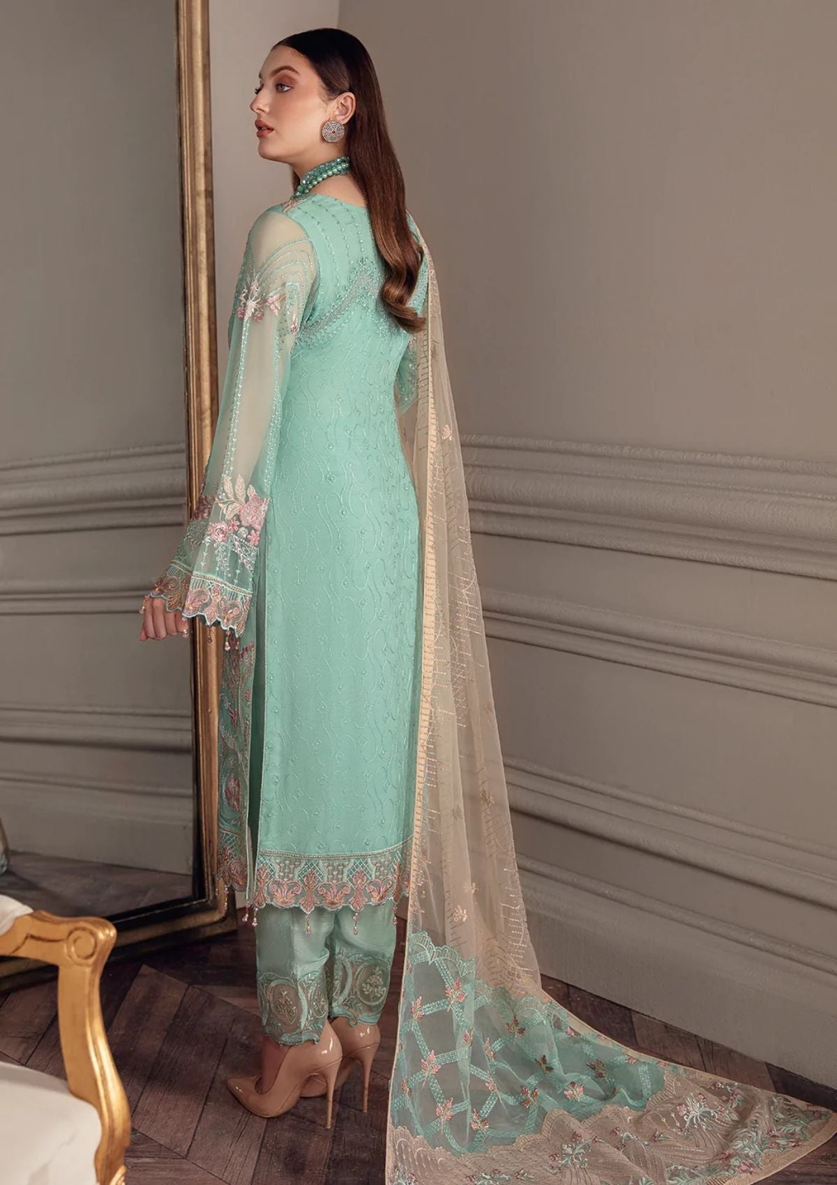 Formal Dress - Ramsha - Chevron - Chiffon - V05 - A#511
