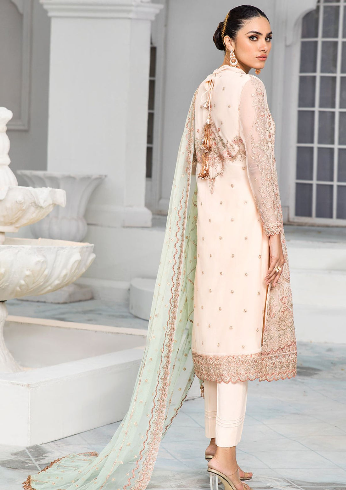 Formal Dress - Zarif - De Luxury - Chiffon - ZDL#10 (Coral)