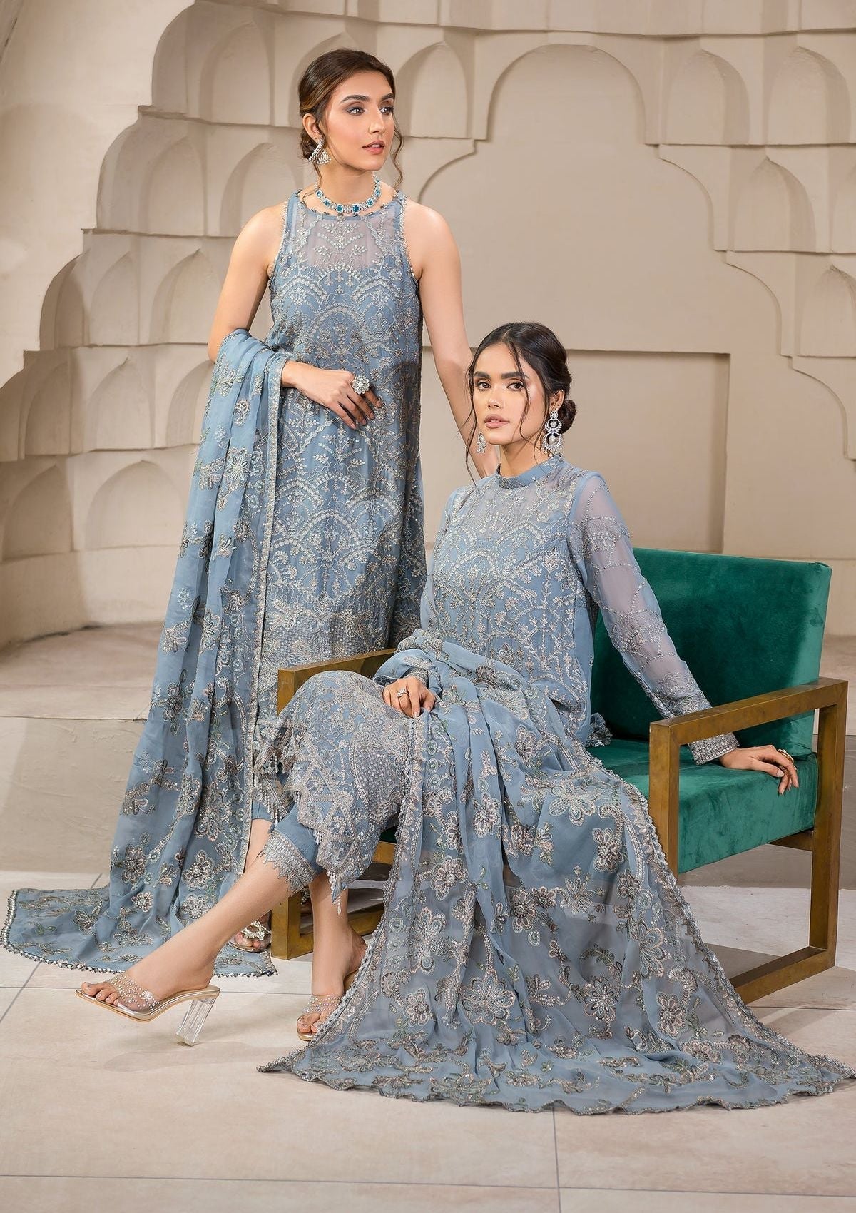 Formal Dress - Zarif - Falak - Festive - ZF#05 (Blue Bell)