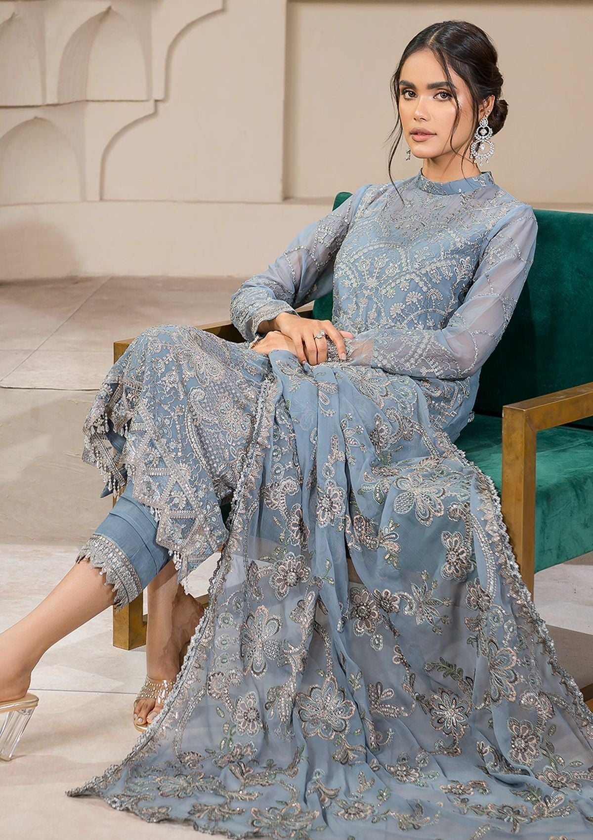 Formal Dress - Zarif - Falak - Festive - ZF#05 (Blue Bell)