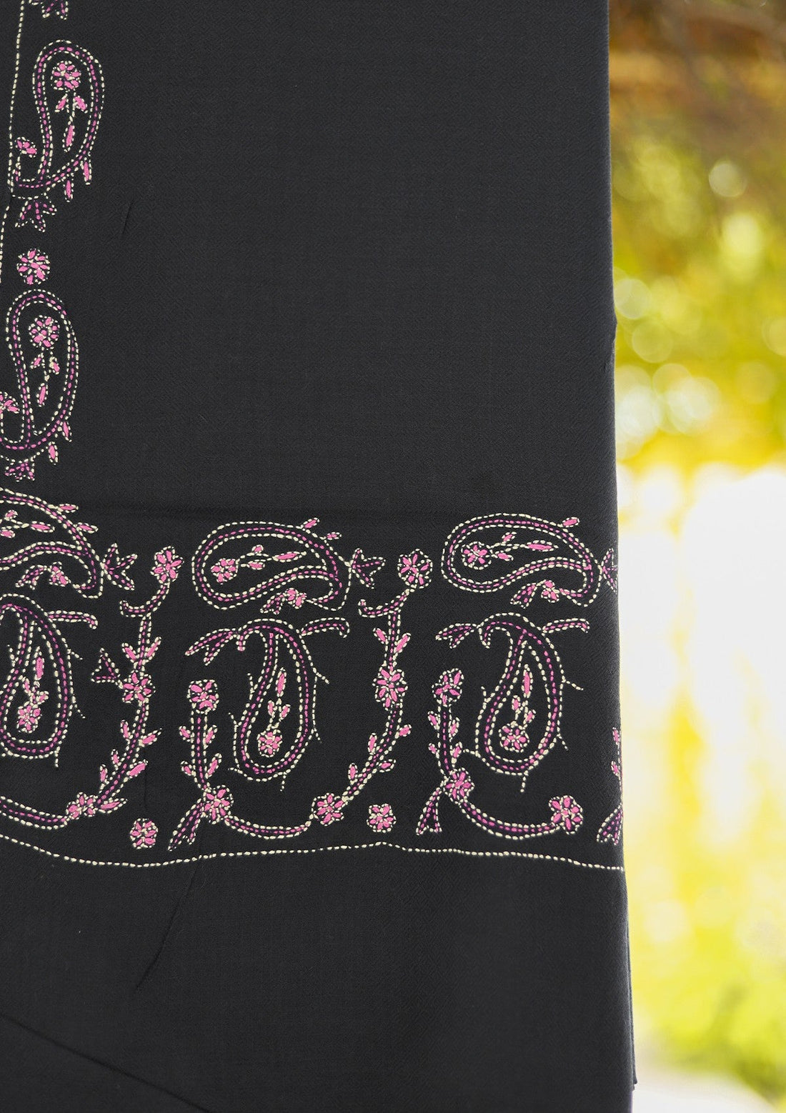 Wool Needle Work Shawl D - 56 - Black