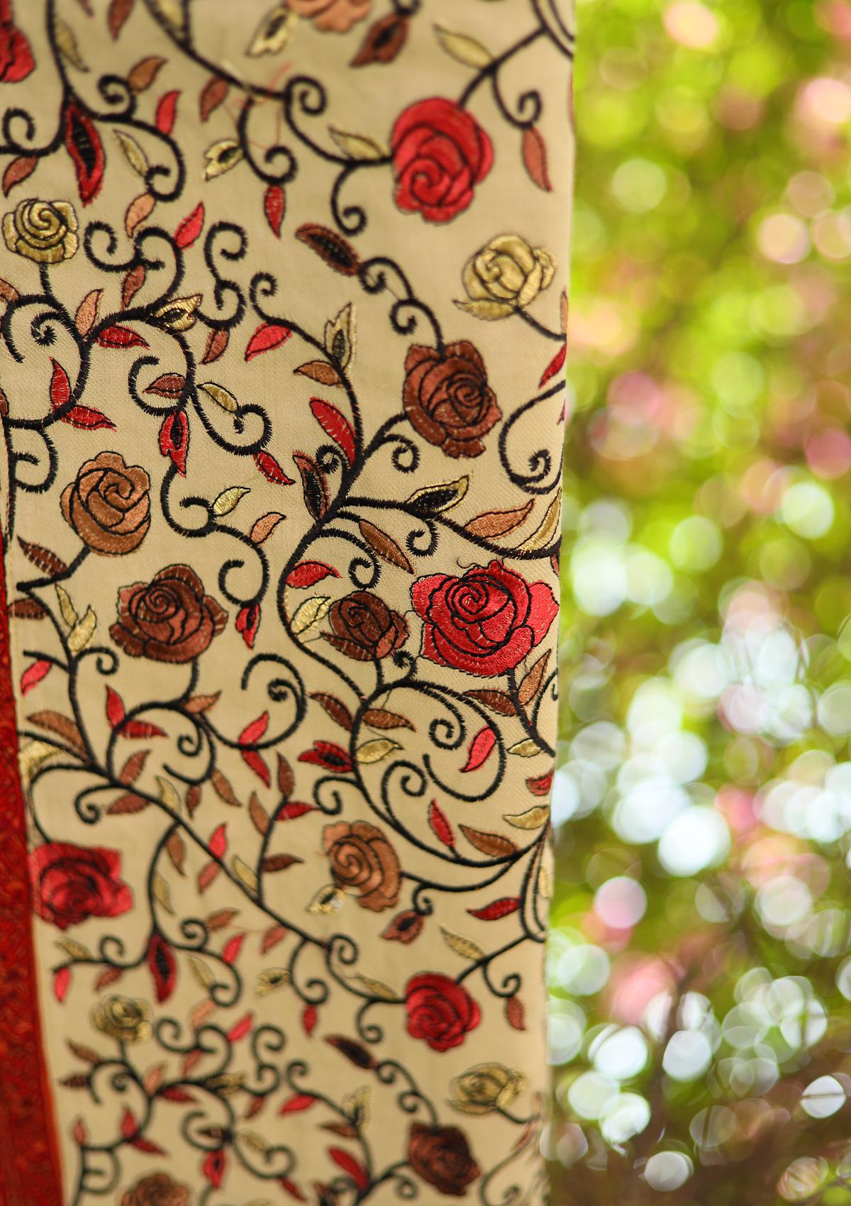 Wool Embroidered Shawl D - 17 - D SKIN