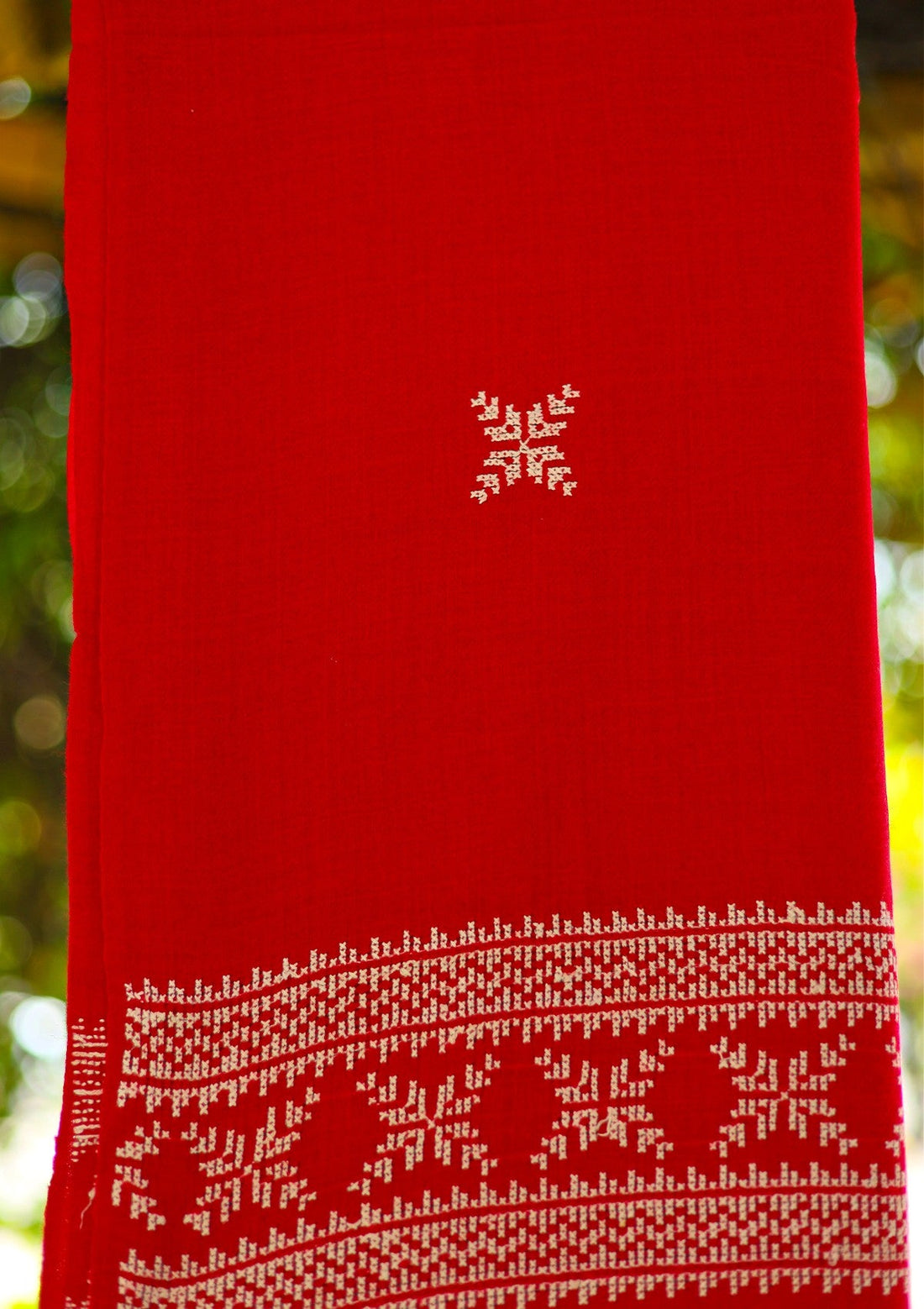 Wool Needle Work Shawl D - 50 - T Red