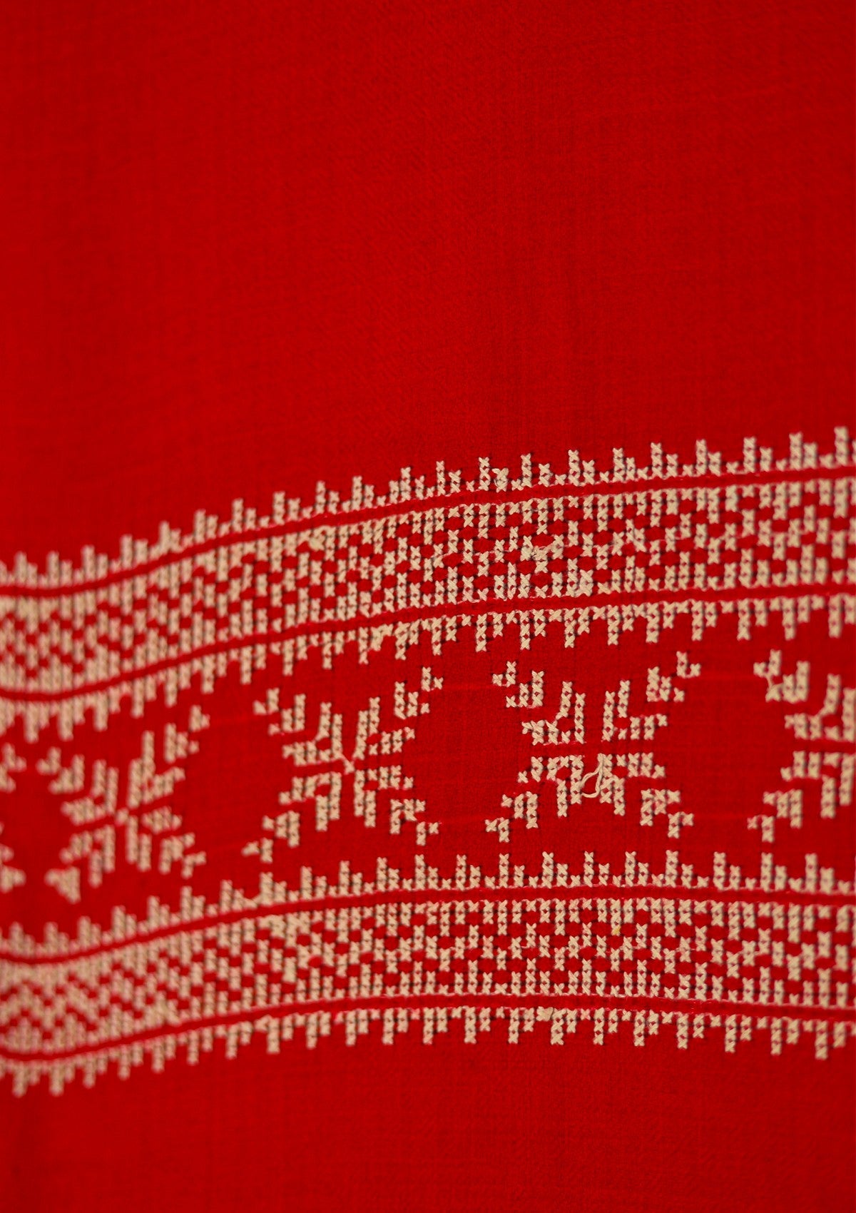 Wool Needle Work Shawl D - 50 - T Red