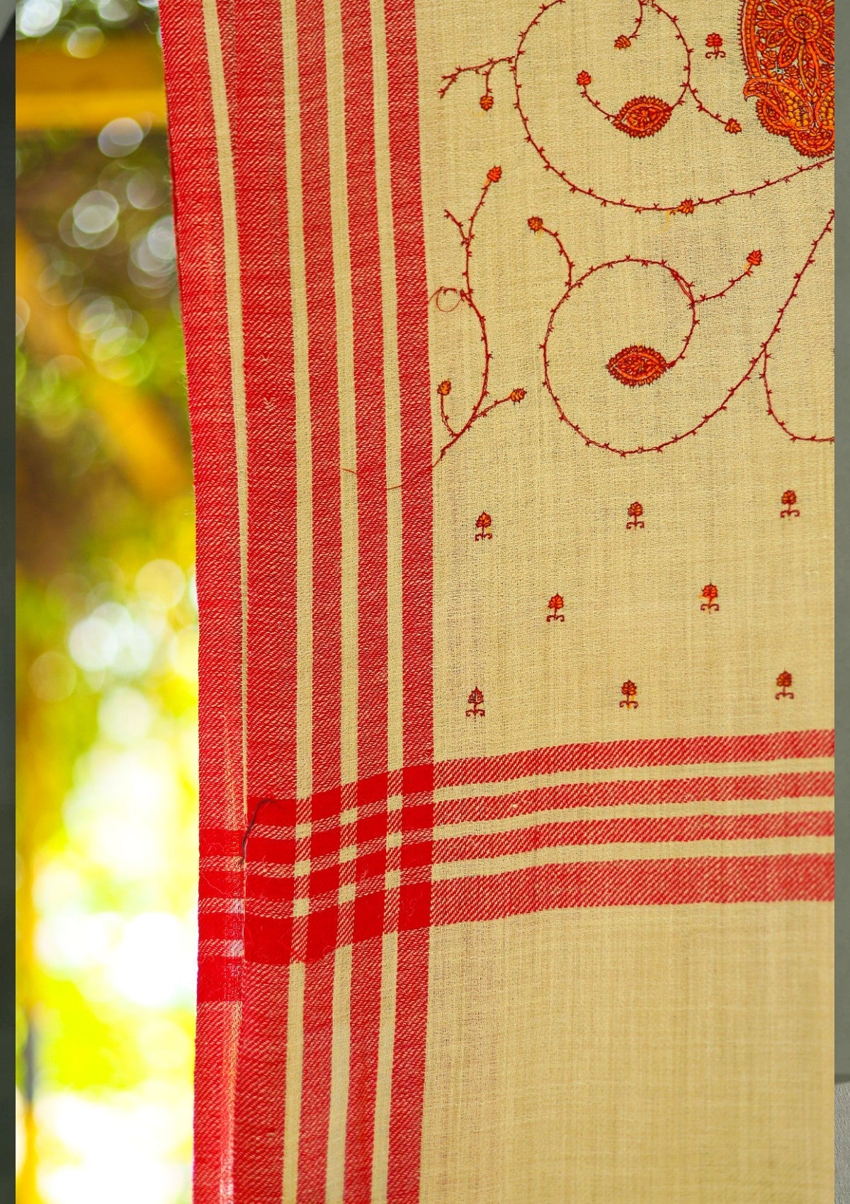 Wool Embroidered Shawl D - 23 - Brown