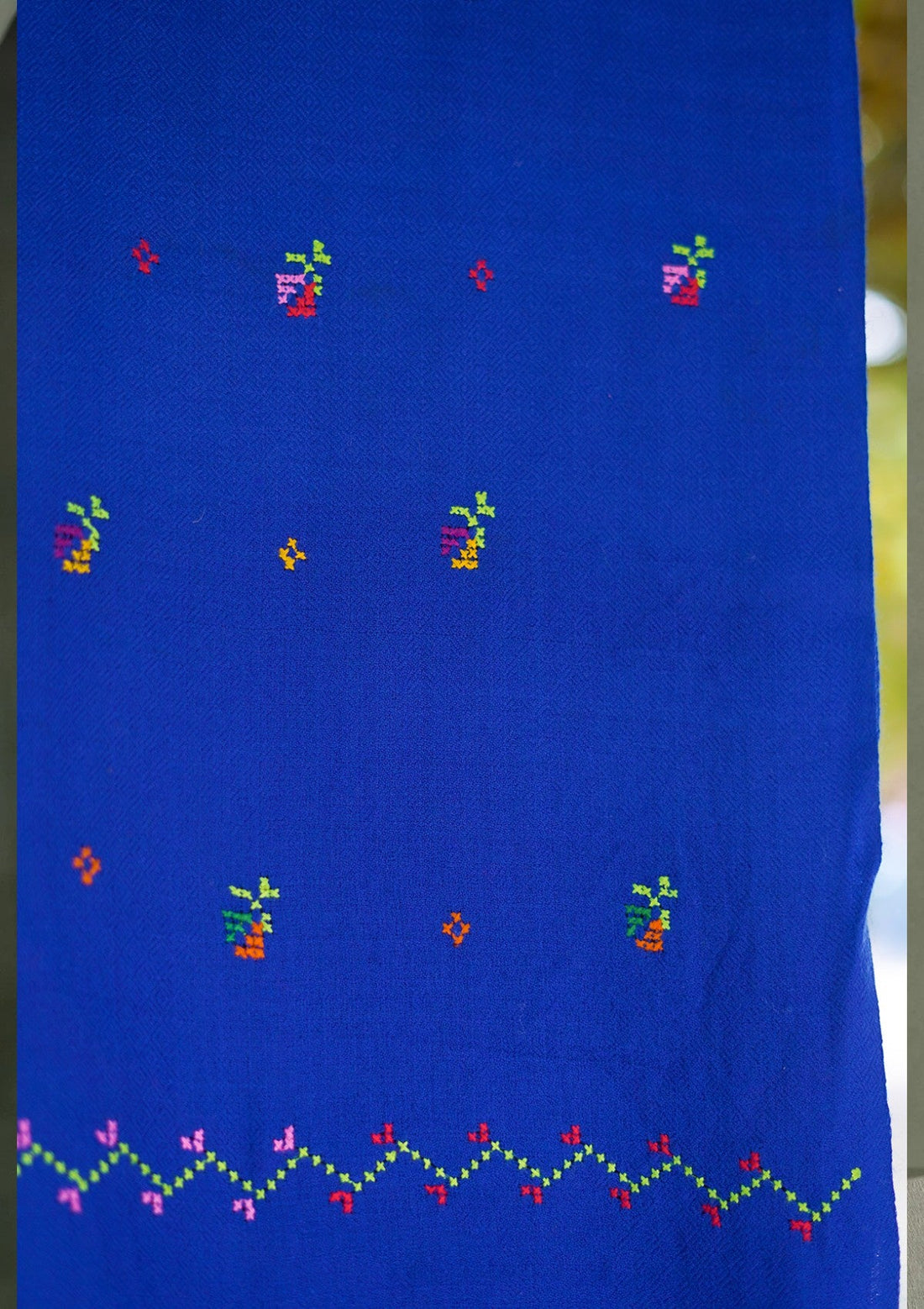 Wool Needle Work Shawl D - 55 - R Blue
