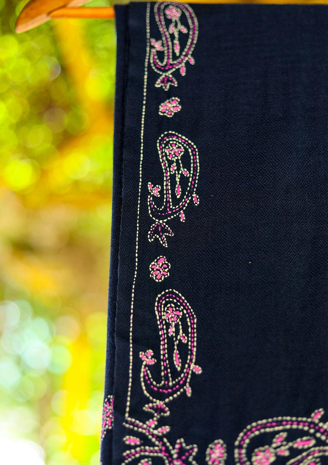 Wool Needle Work Shawl D - 58 - N Blue