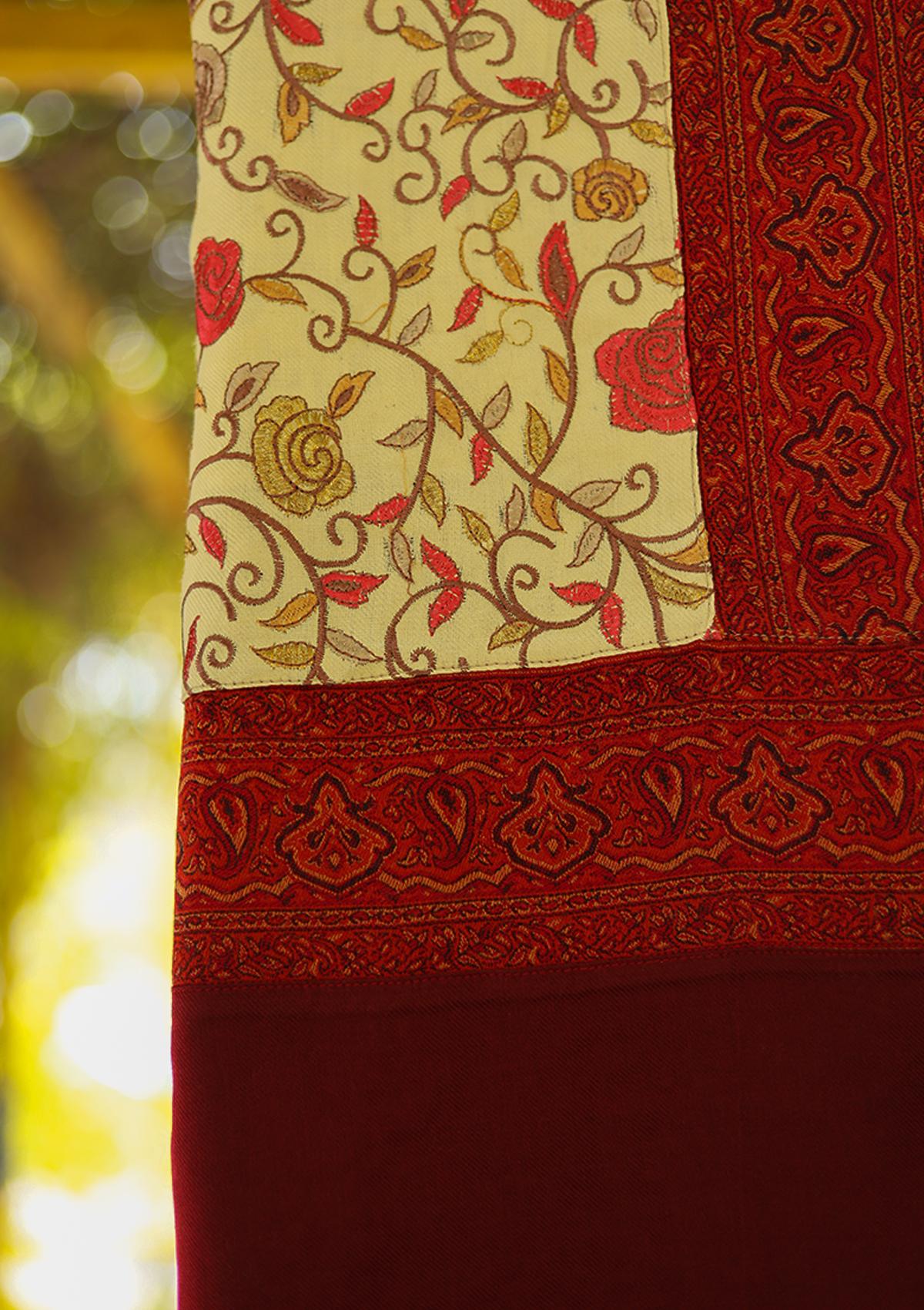 Wool Embroidered Shawl D - 17 -SKIN