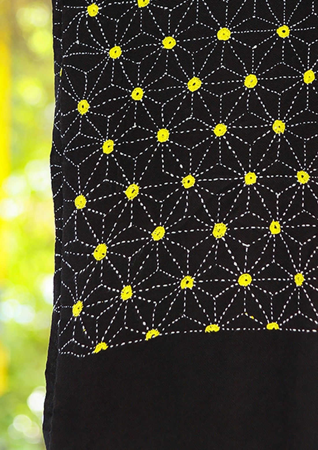 Wool Needle Work Shawl D - 54 - Black