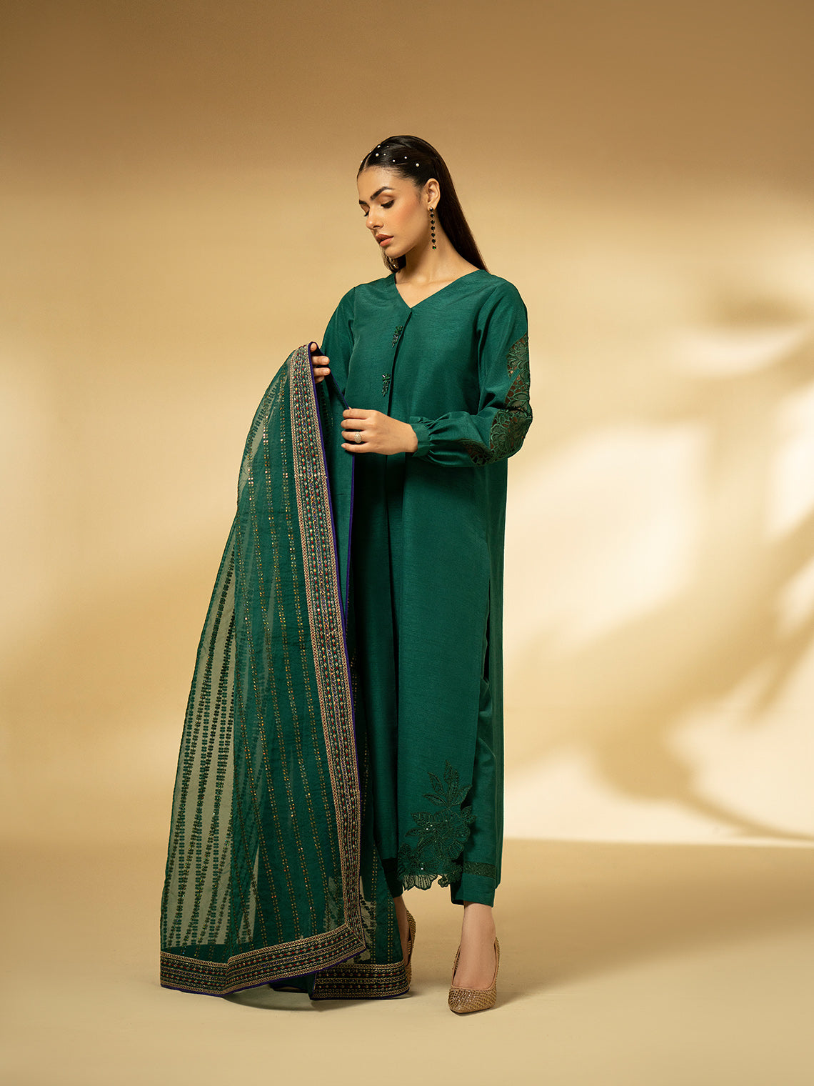 Fozia Khalid | Eid Edit 24 | Emerald Symphony - Official Fozia Khalid stockist in UK - Sakeena London